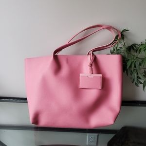 Pink leather tote